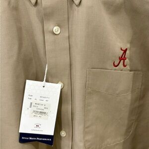 Cutter & Buck Men's Beige Crimson Tide Script A Logo Button Down Shirt